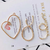 6 Pcs DIY Alloy Heart Pendant Round Earrings Jewelry Accessory Material