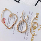 6 Pcs DIY Alloy Heart Pendant Round Earrings Jewelry Accessory Material