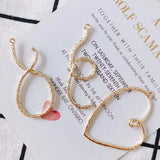 6 Pcs DIY Alloy Heart Pendant Round Earrings Jewelry Accessory Material