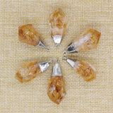 Polygonal Topaz Pendant Necklace Silver-Plated Natural Stone Jewelry