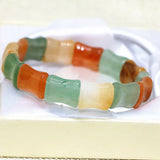 6 Natural Mix-Stone Chalcedony Tiger Eyes Beads Bracelet 7.5inch