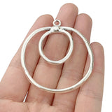 Tibetan Silver 2 Sided Large Open 2 Rings Circles Charms for Jewelry Making