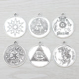 Tibetan Silver Archangel Pentagram Charms For Necklace Jewelry Making