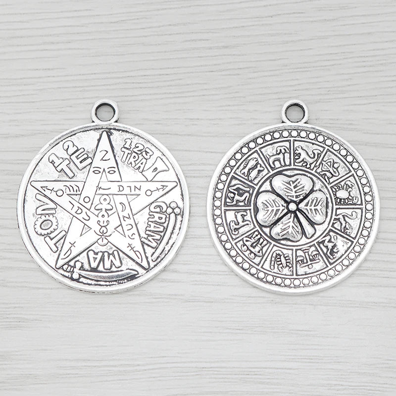 Tibetan Silver Archangel Pentagram Charms For Necklace Jewelry Making