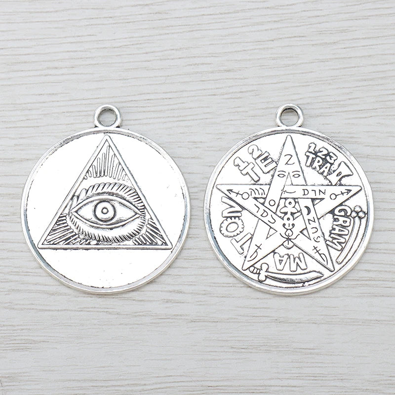 Tibetan Silver Archangel Pentagram Charms For Necklace Jewelry Making