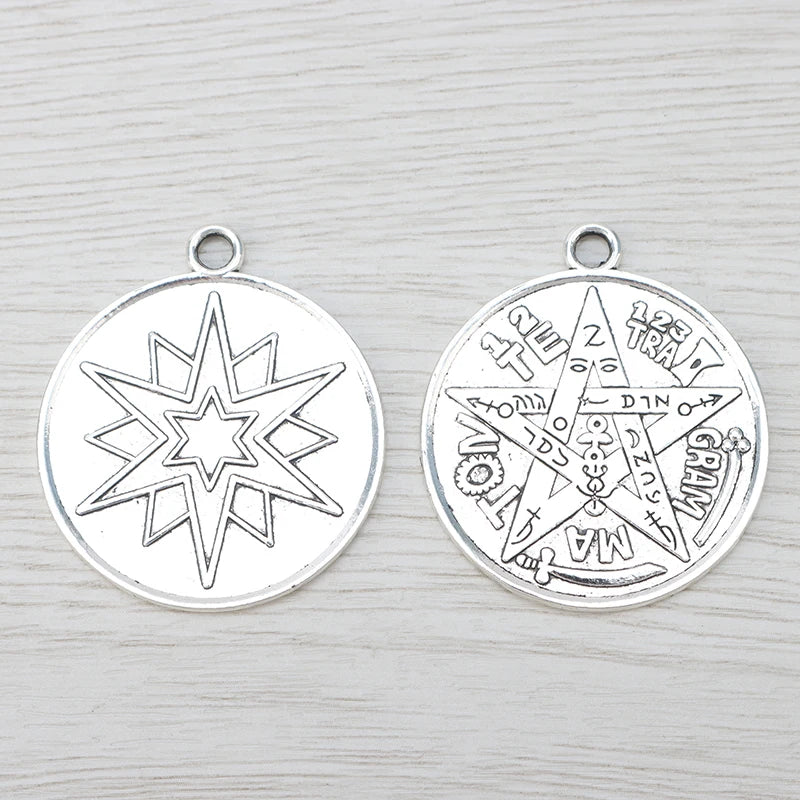 Tibetan Silver Archangel Pentagram Charms For Necklace Jewelry Making
