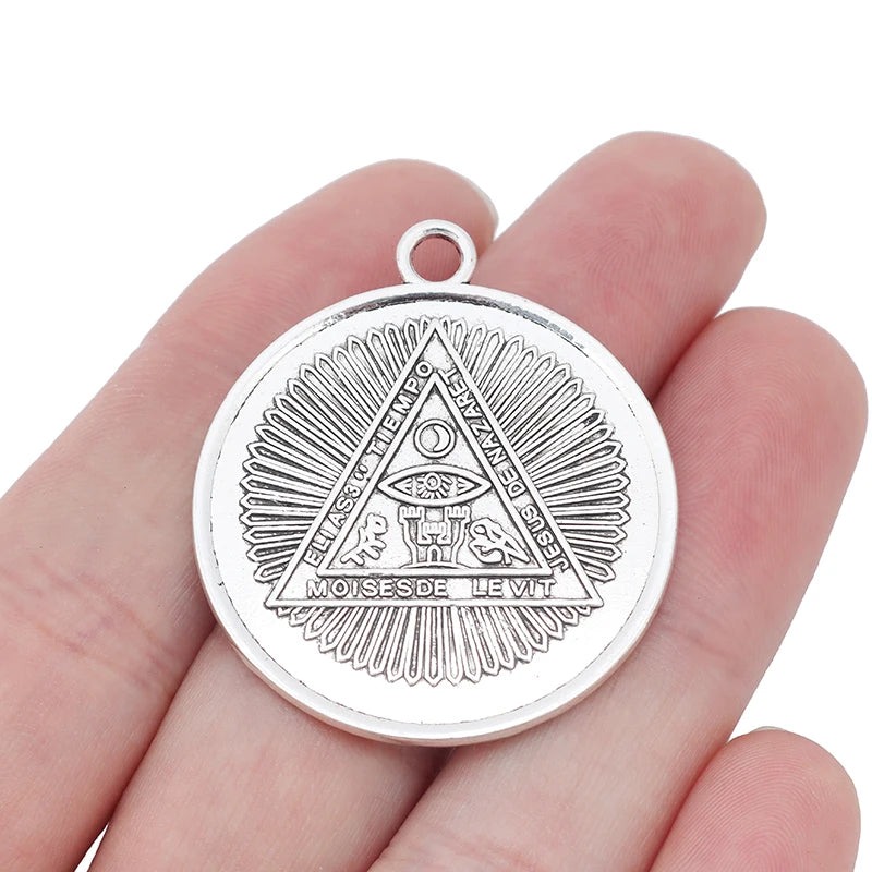 Tibetan Silver Archangel Pentagram Charms For Necklace Jewelry Making