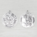 Tibetan Silver Archangel Pentagram Charms For Necklace Jewelry Making