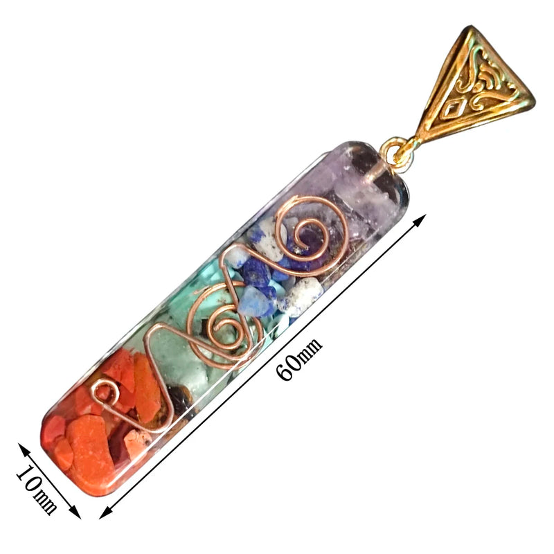 Retro Reiki Healing Chips Stone Crystal Gravel Chakra Pendant Necklace