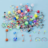 60-110pcs Body Piercing Jewelry Set Acrylic Ear Lip Nose Belly
