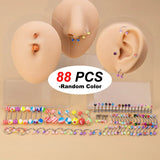 60-110pcs Body Piercing Jewelry Set Acrylic Ear Lip Nose Belly