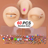 60-110pcs Body Piercing Jewelry Set Acrylic Ear Lip Nose Belly