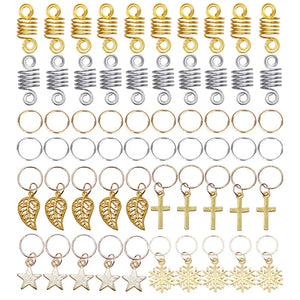 Metal African Hair Rings Beads Cuffs Tubes Charms Hair Braids Spiral