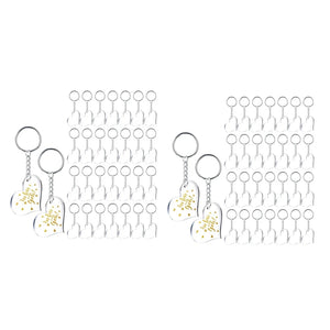 60 Clear Acrylic Heart Shape Blanks with Key Chain Rings for DIY Crafts