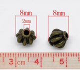 60 Bronze Tone Lantern Spacer Beads 8x8mm