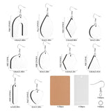 60 Dye Sublimation Earring Blank Pendants, 10 Shapes, Hooks, Jump Rings