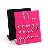 60 Holes Ear Studs Earrings Holder L-Shaped Flannelette Desktop Jewelry Display