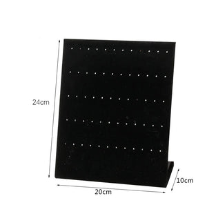 60 Holes Ear Studs Earrings Holder L-Shaped Flannelette Desktop Jewelry Display
