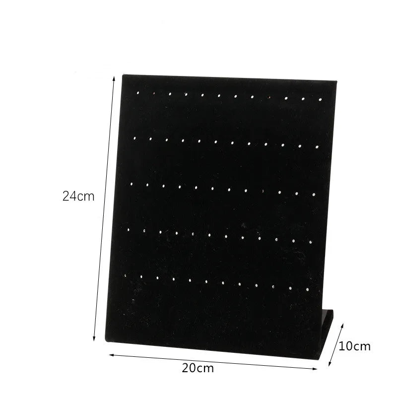 60 Holes Ear Studs Earrings Holder L-Shaped Flannelette Desktop Jewelry Display