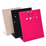 60 Holes Ear Studs Earrings Holder L-Shaped Flannelette Desktop Jewelry Display