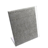 60 Holes Velvet Earrings Holder Stand Gray Jewelry Display Shelf