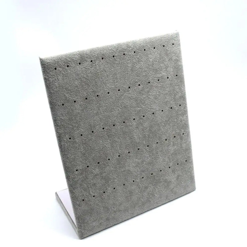 60 Holes Velvet Earrings Holder Stand Gray Jewelry Display Shelf