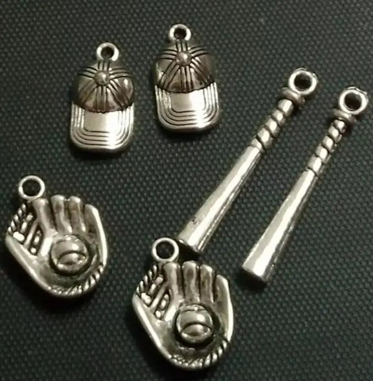 60 PCS Baseball Jewelry Charms for Lucky Bracelets & Necklaces