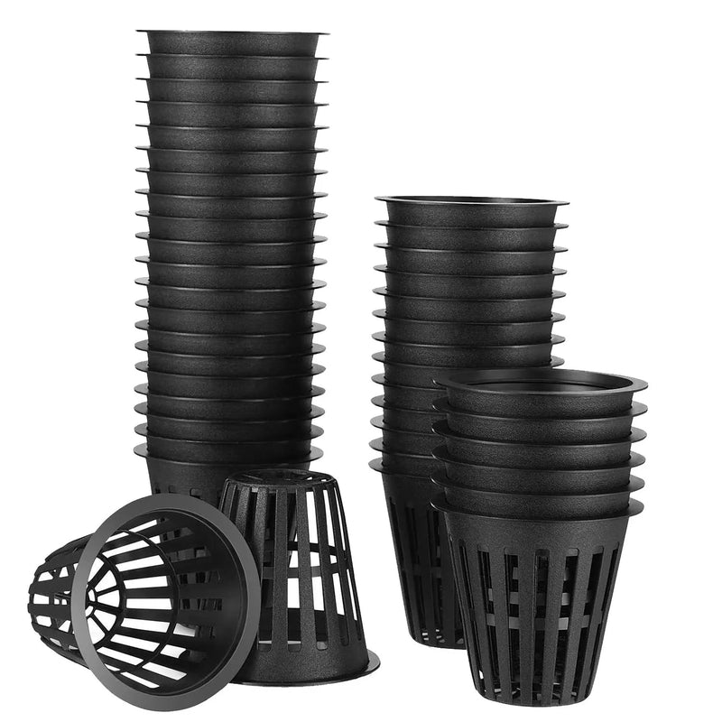 60 Pack 2 Inch Net Cups for Hydroponics - Slotted Mesh Wide Lip Filter Net Pot