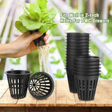 60 Pack 2 Inch Net Cups for Hydroponics - Slotted Mesh Wide Lip Filter Net Pot