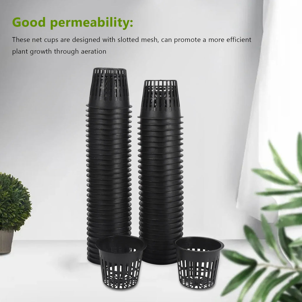 60 Pack 3 Inch Net Cups Wide Lip Filter Net Pot for Hydroponics