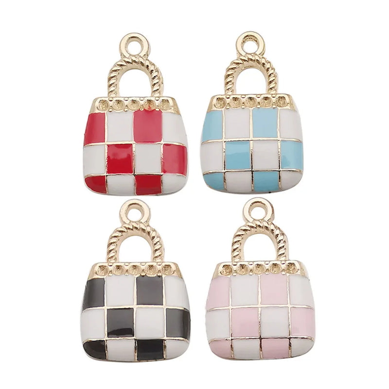 60 Pcs Purse Charm Enamel Jewelry Making Craft DIY Keychain 4 Colors