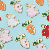 60 Pcs Easter Bunny Enamel Charms Cartoon Rabbit Carrot Pendant Charms