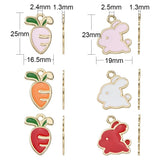 60 Pcs Easter Bunny Enamel Charms Cartoon Rabbit Carrot Pendant Charms