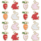 60 Pcs Easter Bunny Enamel Charms Cartoon Rabbit Carrot Pendant Charms