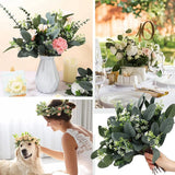 60 Pcs Artificial Eucalyptus Silver Dollar Leaves Stems for Wedding Decor