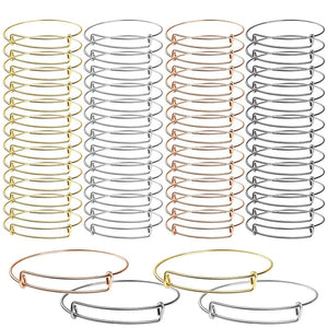 60 Pcs Expandable Bangle Bracelets Adjustable Wire Bracelets DIY Jewelry