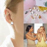 60 Pcs Flat Round Back Tray Earring Clips Setting Components with Earring Pads