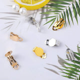 60 Pcs Flat Round Back Tray Earring Clips Setting Components with Earring Pads