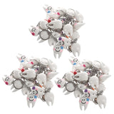 60 Pcs Tooth Shape Keychain Key Ring Gift Set