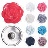 60 Pcs Mixed Resin Rose Snap Buttons for DIY Jewelry Making