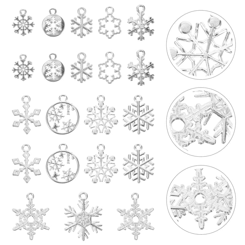 60 Pcs Snowflake Charms Jewelry Making Keychain Wild Bracelet Christmas Alloy