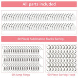 60 Pcs Sublimation Earrings, DIY Heat Transfer Teardrop Earrings for Women Girls