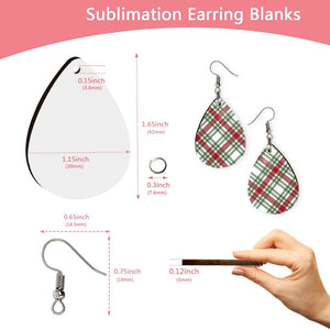 60 Pcs Sublimation Earrings, DIY Heat Transfer Teardrop Earrings for Women Girls