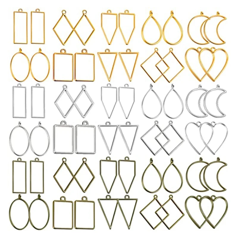 60 Pcs UV Epoxy Frames Resin Bezels for Jewelry Making