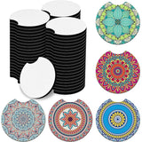 60 Pcs Sublimation Blank Car Coaster DIY Craft Hot Press Car Cup Holder