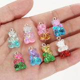 60 Colorful Bear Charms Pendants Resin Clay Bear Shaped Pendants