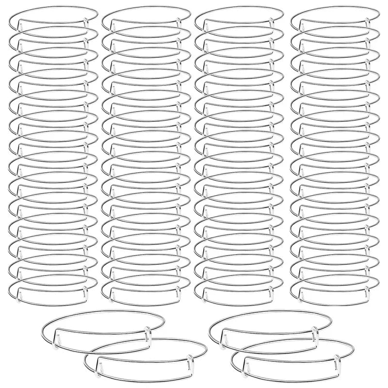 60pcs Expandable Bangle Bracelets Silver DIY Jewelry Making