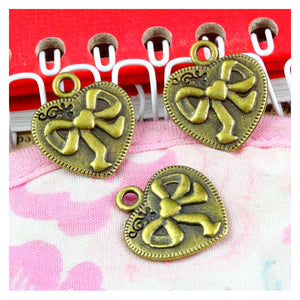 60Pcs 18*16MM Love Charm Pendant Bowknot Charms
