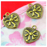 60Pcs 18*16MM Love Charm Pendant Bowknot Charms