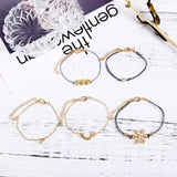 Snowflake Moon Star Bracelets Bangles Crystal Beads Rhinestone Charm Chain Rope